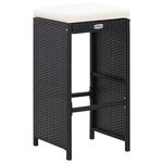 vidaXL Ensemble de bar de jardin 7 Pièces avec coussins poly rotin noir
