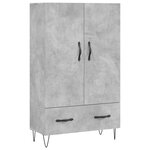 vidaXL Buffet haut gris béton 69 5x31x115 cm bois d'ingénierie