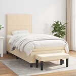vidaXL Sommier à lattes de lit avec matelas Crème 90x200 cm Tissu