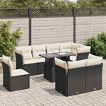 vidaXL Salon de jardin 9 Pièces avec coussins noir résine tressée