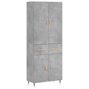 vidaXL Buffet haut Gris béton 69 5x34x180 cm Bois d'ingénierie
