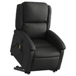 vidaXL Fauteuil inclinable de massage noir cuir véritable