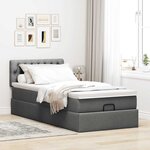 vidaXL Lit ottoman avec matelas et LED Gris foncé 80x200cm tissu