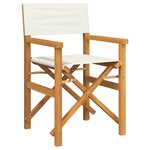 vidaXL Chaise de metteur en scène pliante crème bois teck massif