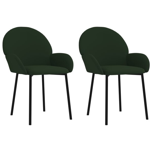 vidaXL Chaises à manger lot de 2 Vert foncé Velours