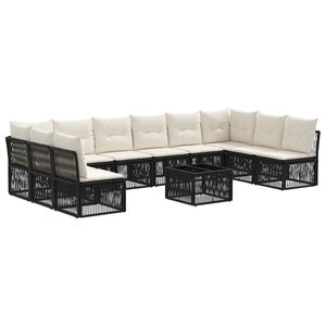 vidaXL Ensemble de canapé de jardin 11 pc Noir polyrotin