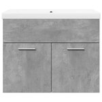 vidaXL Armoire lavabo de salle de bain avec bassin intégré gris béton