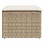 vidaXL Tabouret de jardin avec coussin beige 55x55x37cm résine tressée