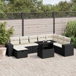 vidaXL Salon de jardin 9 Pièces avec coussins noir résine tressée