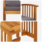 Ensemble de salon de jardin 3 pièces avec coussins en bois d'acacia massif