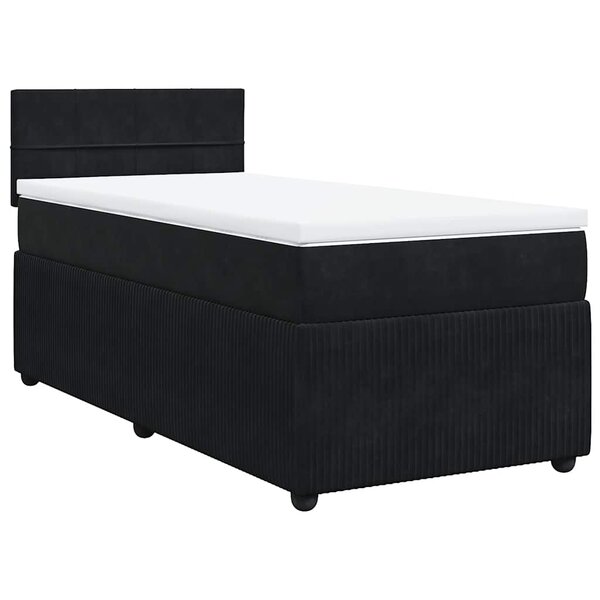 vidaXL Sommier à lattes de lit et matelas Noir 80x200 cm Velours