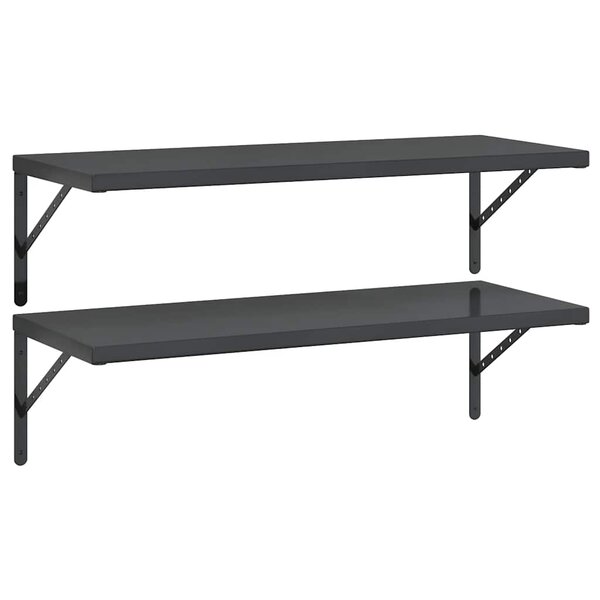 vidaXL Étagères murales 2 Pièces 100x40 cm noir acier inoxydable