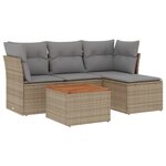 vidaXL Salon de jardin avec coussins 5Pièces mélange beige résine tressée
