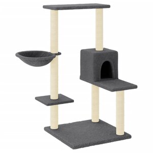 vidaXL Arbre à chat avec griffoirs en sisal gris foncé 95 cm