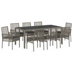 vidaXL Ensemble de salle à manger pour jardin 9 Pièces Gris