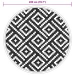 vidaXL Tapis d'extérieur blanc et noir Ø200 cm PP