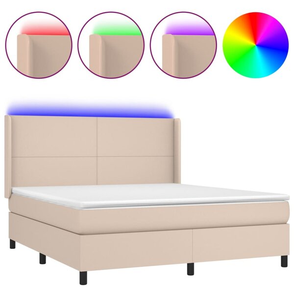 vidaXL Sommier à lattes de lit matelas LED Cappuccino 160x200 cm
