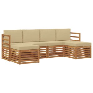 vidaXL Ensemble de canapés d'extérieur 6 pc Naturel et Beige