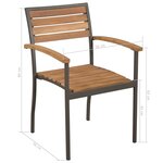 Vidaxl mobilier à dîner d'extérieur 5pièces bois d'acacia solide et acier