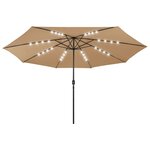 vidaXL Parasol d'extérieur avec LED et mât en métal 400 cm Taupe