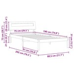 vidaXL Cadre de lit Marron 75 x 190 cm Bois massif en pin