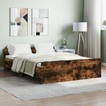 vidaXL Cadre de lit tête de lit et pied de lit chêne fumé 135x190 cm