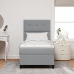 vidaXL Lit à Ressort avec Matelas & LED Gris Clair 90x190 cm Tissu