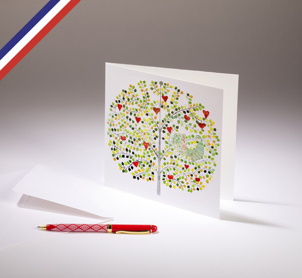 Carte double Aerial créée et imprimée en France - Arbre cœurs