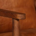 vidaXL Canapé à 2 places Cuir véritable avec bois d'acacia Marron