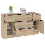 vidaXL Ensemble de buffets 3 Pièces Chêne sonoma Bois d'ingénierie