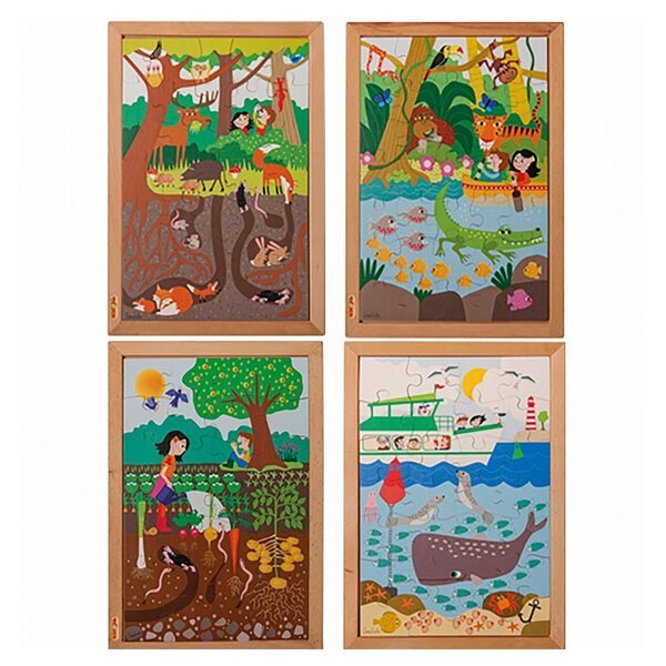 Puzzle au-dessus - au dessous  le lot de 4 puzzles - jeu Montessori