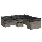 vidaXL Salon de jardin avec coussins 12 Pièces gris résine tressée