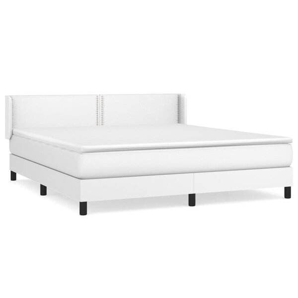 vidaXL Sommier à lattes de lit avec matelas Blanc 180x200cm Similicuir