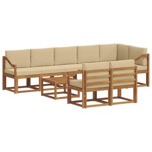 vidaXL Ensemble de canapés d'extérieur 9 Pièces Naturel et Beige