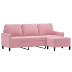 vidaXL Canapé à 3 places avec repose-pieds Rose 180 cm Velours