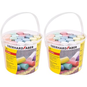 Faber-Castell 526512 526512 - Lot de 2 articles Eberhard Faber - Craies de rue  2 seau avec 20 craies de couleur chacun