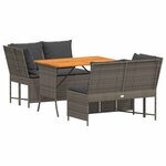 vidaXL Salon de jardin avec coussins 3 Pièces gris résine tressée