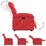 vidaXL Fauteuil inclinable de massage électrique rouge similicuir
