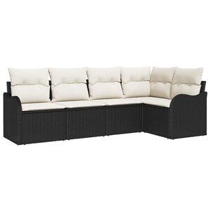 vidaXL Ensemble de canapé de jardin avec stockage 5 Pièces Noir polyrotin