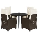 vidaXL Ensemble à manger de jardin 5 Pièces et coussins marron poly rotin