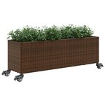 vidaXL Jardinière avec roulettes et 3 pots marron 107x32x38 cm rotin