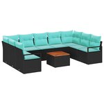 vidaXL Ensemble de canapé de jardin 10 Pièces Noir Poly rotin