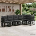 vidaXL Ensemble de canapé de jardin 6 Pièces Noir polyrotin