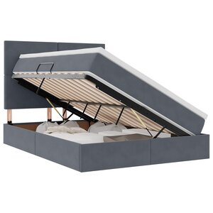 vidaXL Lit de rangement LED avec matelas Gris foncé 140 x 190 cm