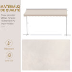 Store double pente manuel rétractable inclinaison réglable métal époxy blanc polyester imperméabilisé anti-uv beige dim. 3 95l x 2 98l x 2 55h m