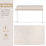 Store double pente manuel rétractable inclinaison réglable métal époxy blanc polyester imperméabilisé anti-UV beige dim. 3 95L x 2 98l x 2 55H m