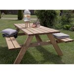 Julie Table de Pique Nique en Bois Classic 177 x 154 cm - Marron