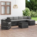 Vidaxl salon palette de jardin 7 pièces avec coussins bois de pin massif
