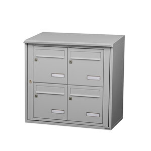 Bloc collectif Leabox 2x2  grade 3  simple face  extérieur  fixation murale  gris clair ral 7035 finition brillante