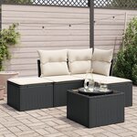vidaXL Salon de jardin 5 Pièces avec coussins noir résine tressée